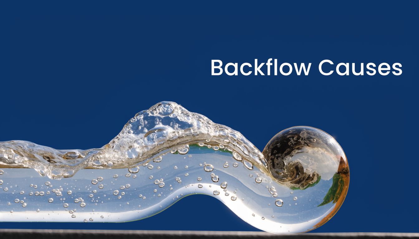 A conceptual image showing clear water swirling in a glass wave against a solid blue background.