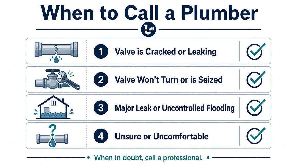 An infographic showing four common plumbing signs that indicate it is time to call a professional plumber.