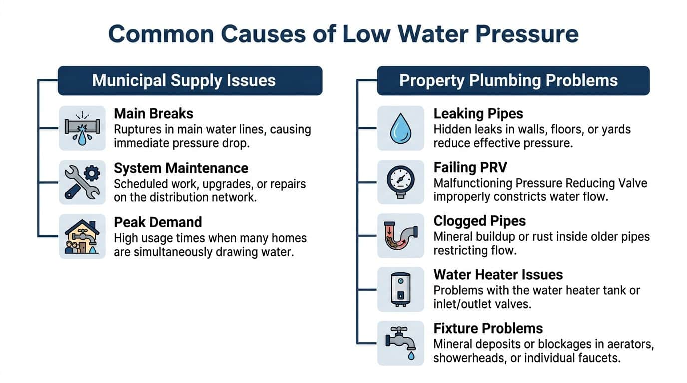 Common Causes for a Sudden Drop in Water Pressure