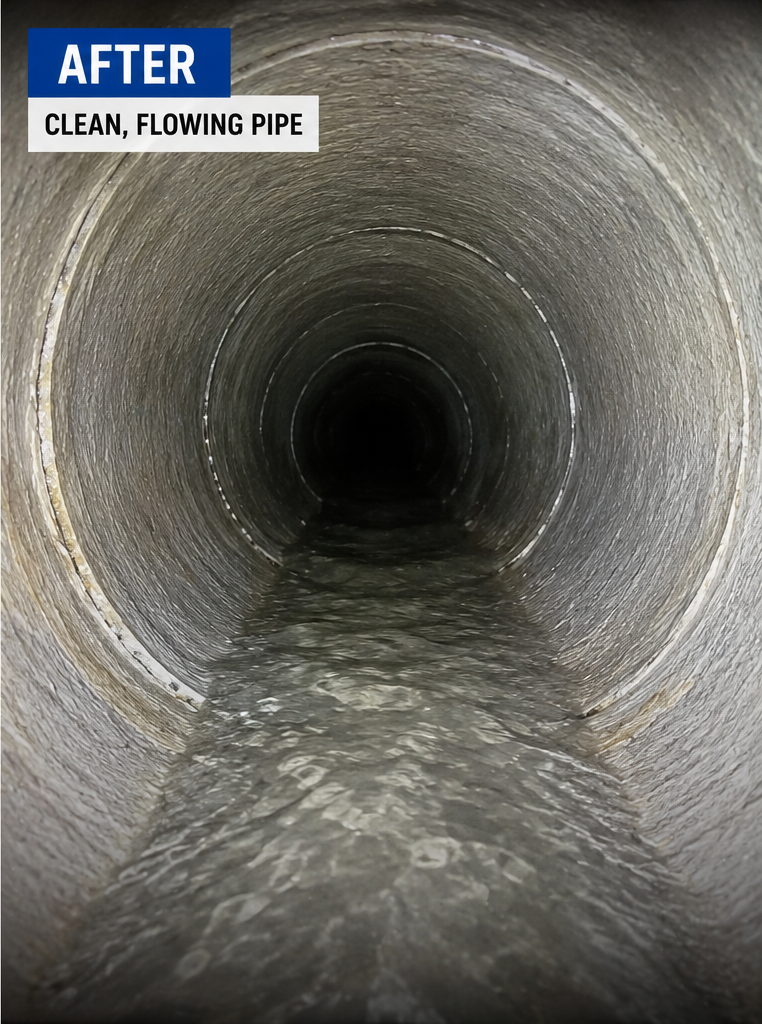 Sewer line after — clean and flowing