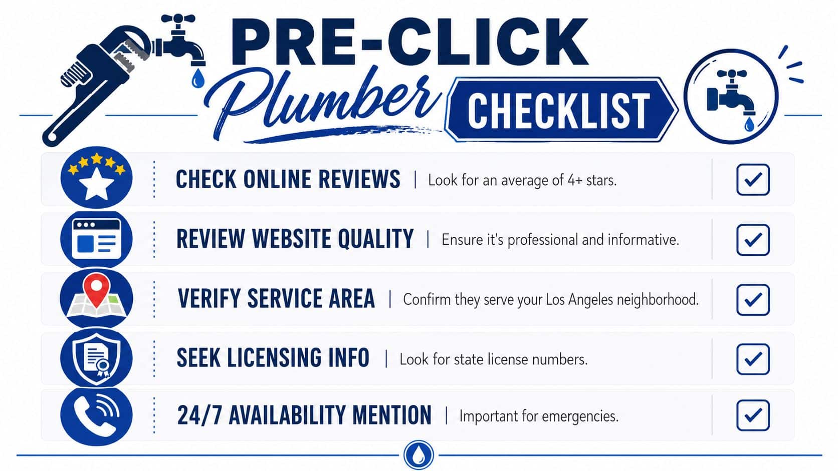 A helpful checklist for choosing a reliable plumber, highlighting key steps to follow before hiring professionals.