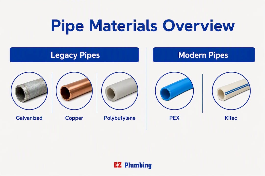 Infographic comparing legacy and modern pipe materials