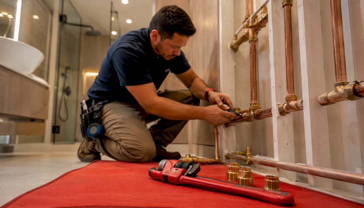 Copper Type L piping installed in crawlspace