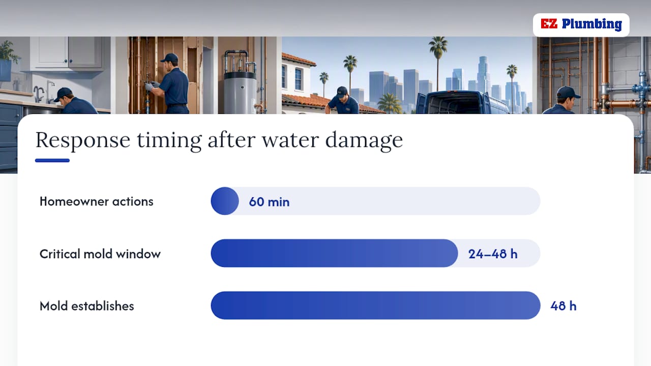 What to do in the first 60 minutes after water damage — overview diagram