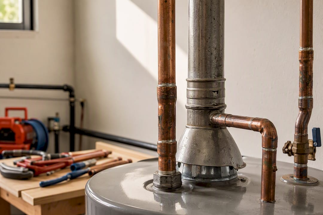 Copper vent pipe of atmospheric water heater