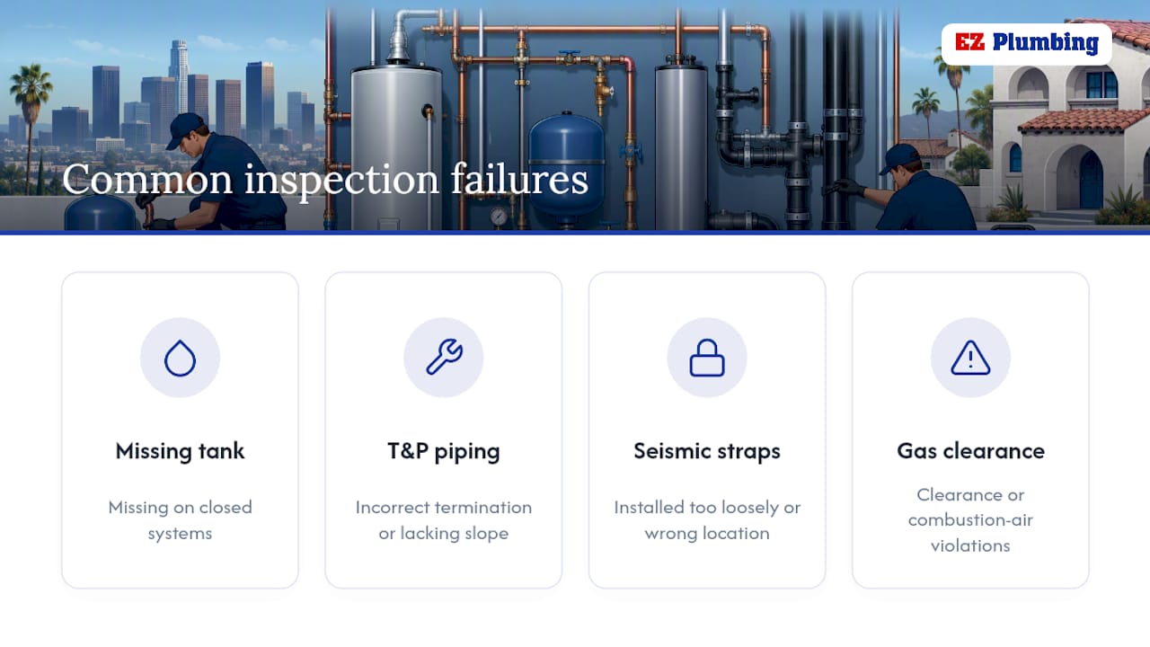 Four common water heater inspection failures