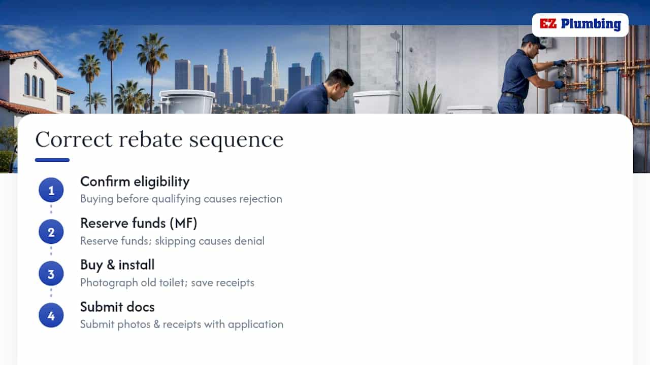 Correct toilet rebate application sequence