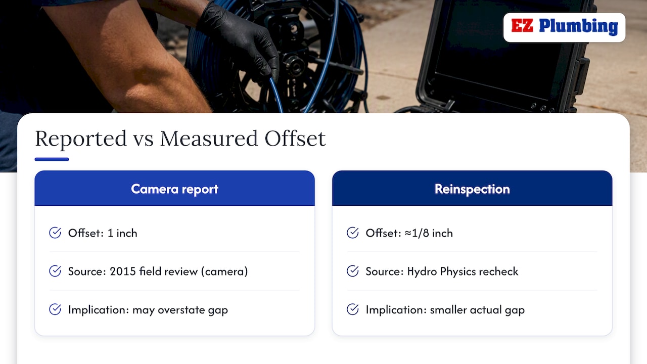 Reported and rechecked offset measurements compared